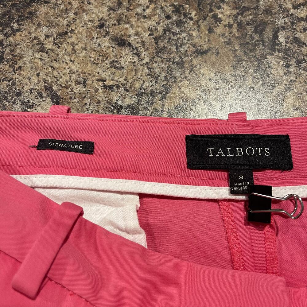 Talbots Womens Pants Signature Cropped Flap Pocket Career Barbie Pink Size 8 FZ - Picture 2 of 5